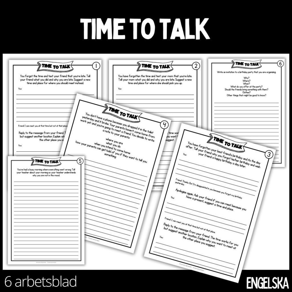 Time to talk – 6 arbetsblad