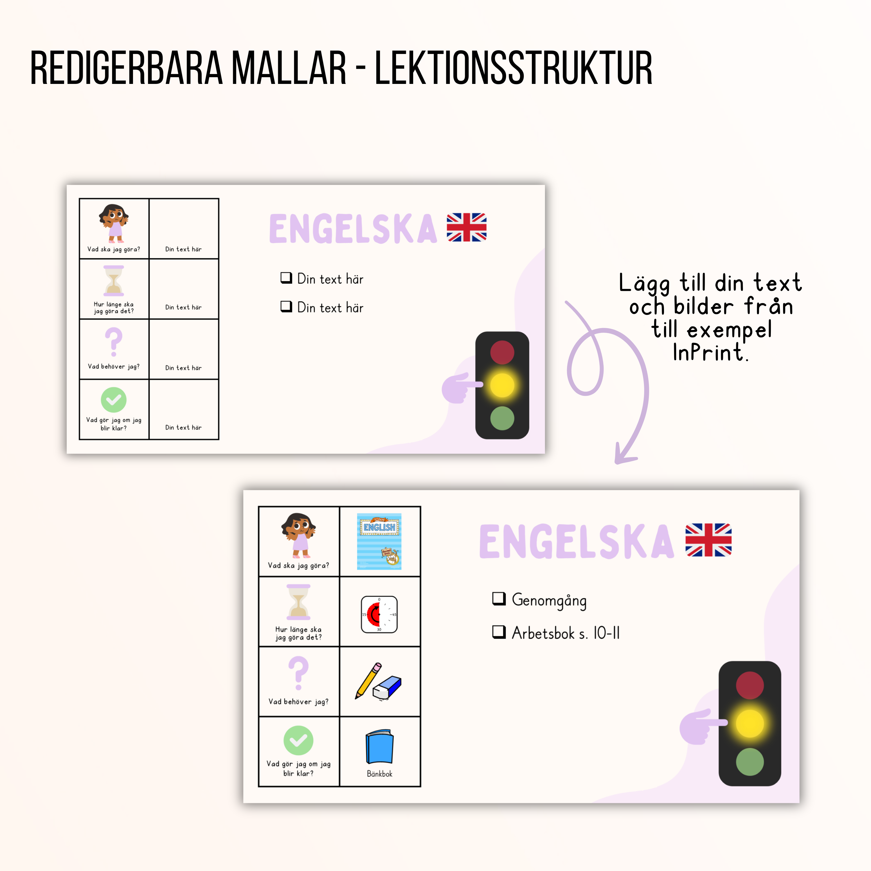 Redigerbara mallar - Lektionsstruktur