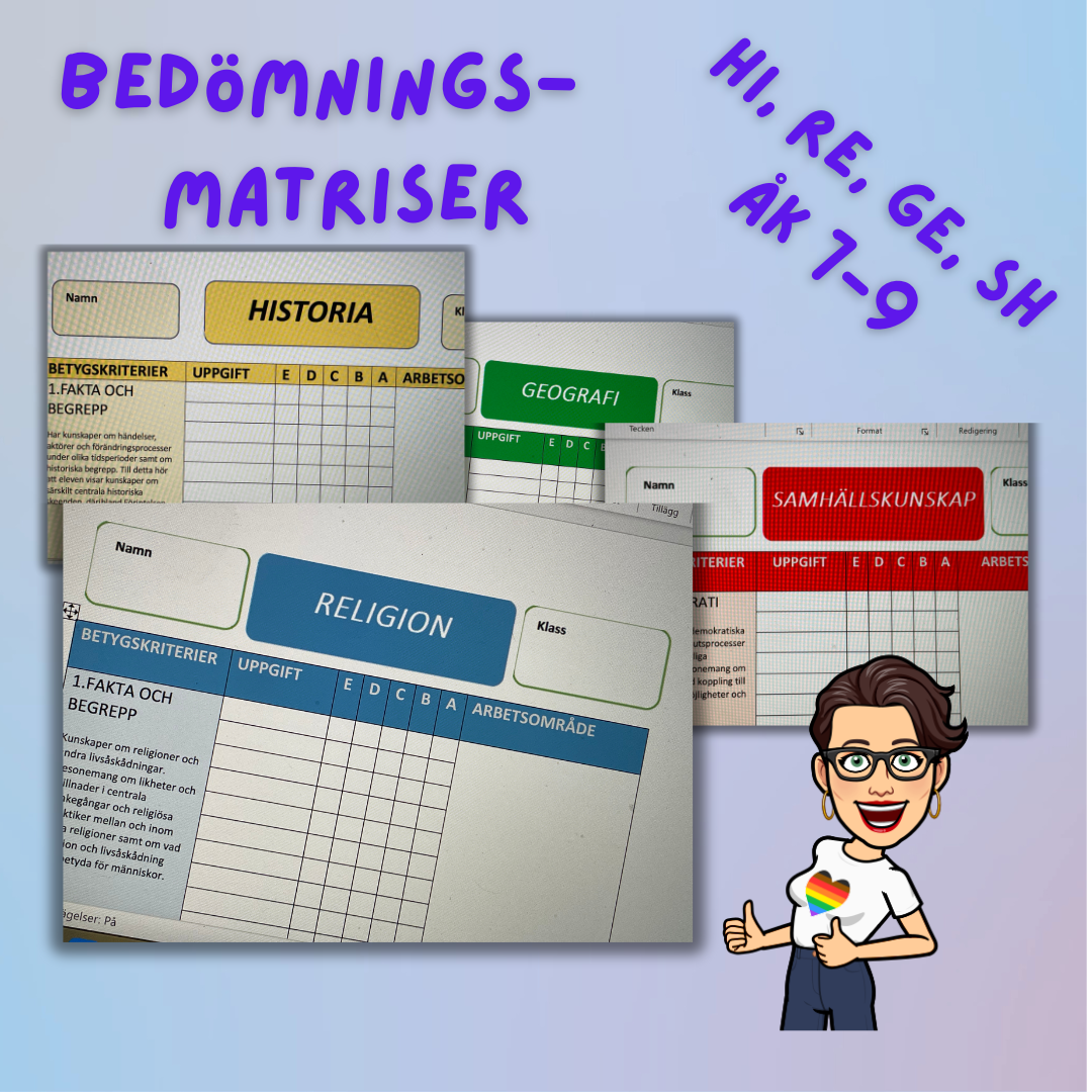 Bedömningsmatriser för alla SO-ämnena åk 7-9