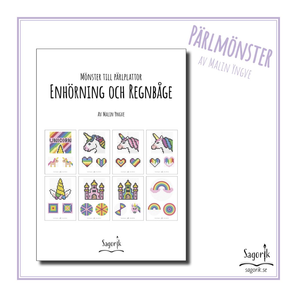 Mönster till pärlplattor – Enhörning och regnbåge