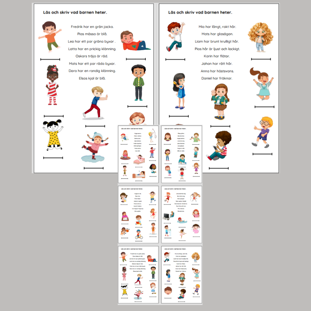 Läs och skriv vad barnen heter