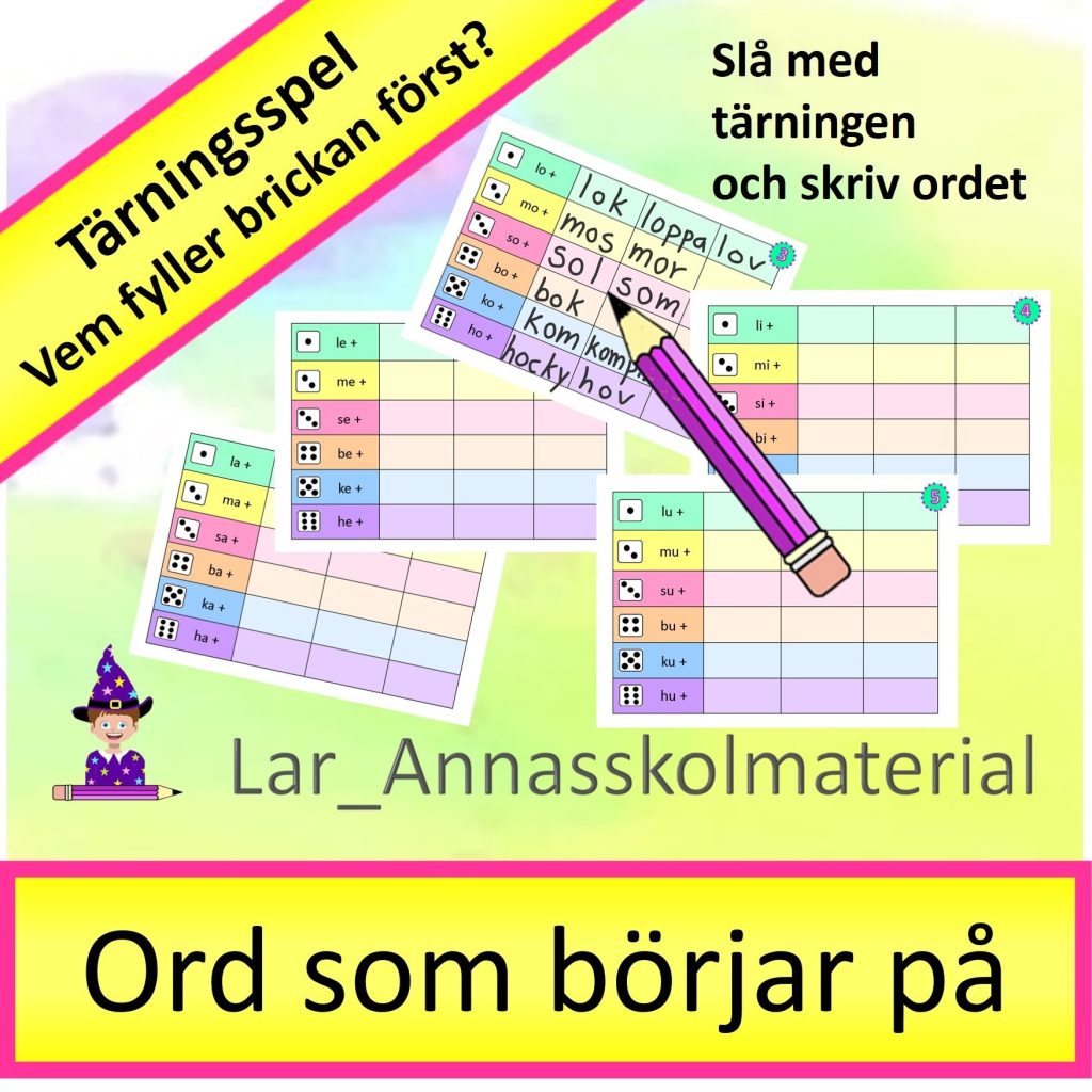 Tärningsspel, ord som börjar på