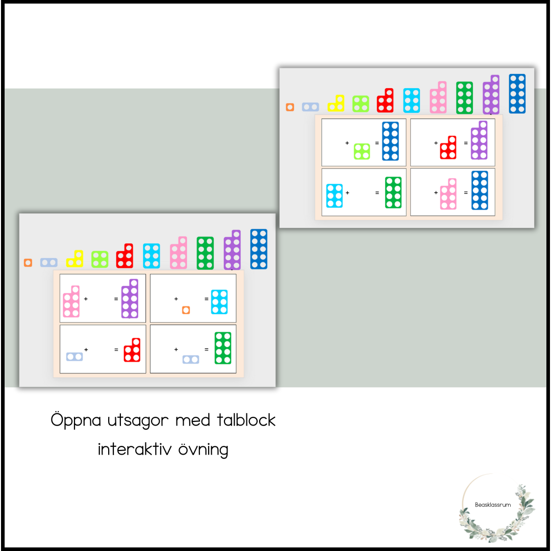 Öppna utsagor med talblock - interaktiv övning