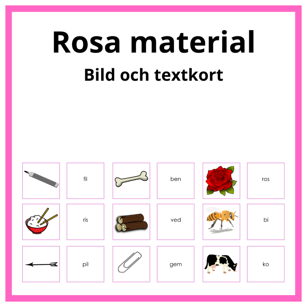 Rosa kort – bild och textkort
