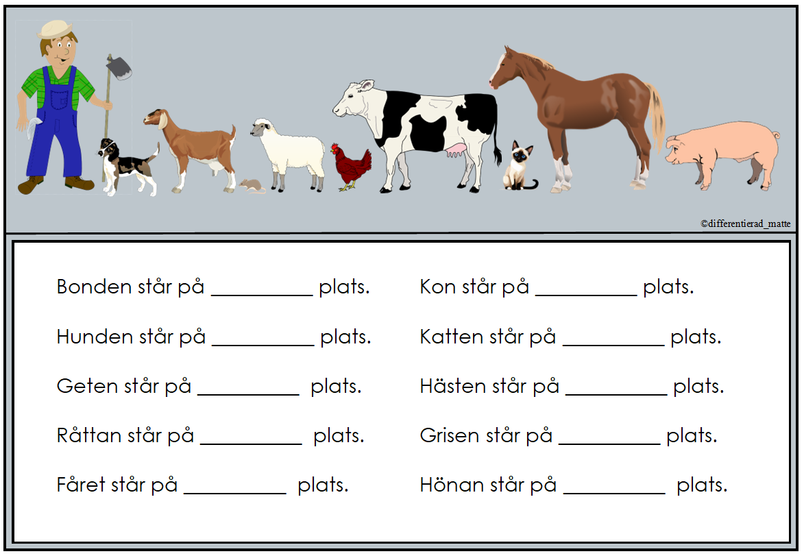 Arbetsblad ordningstal - 5 nivåer