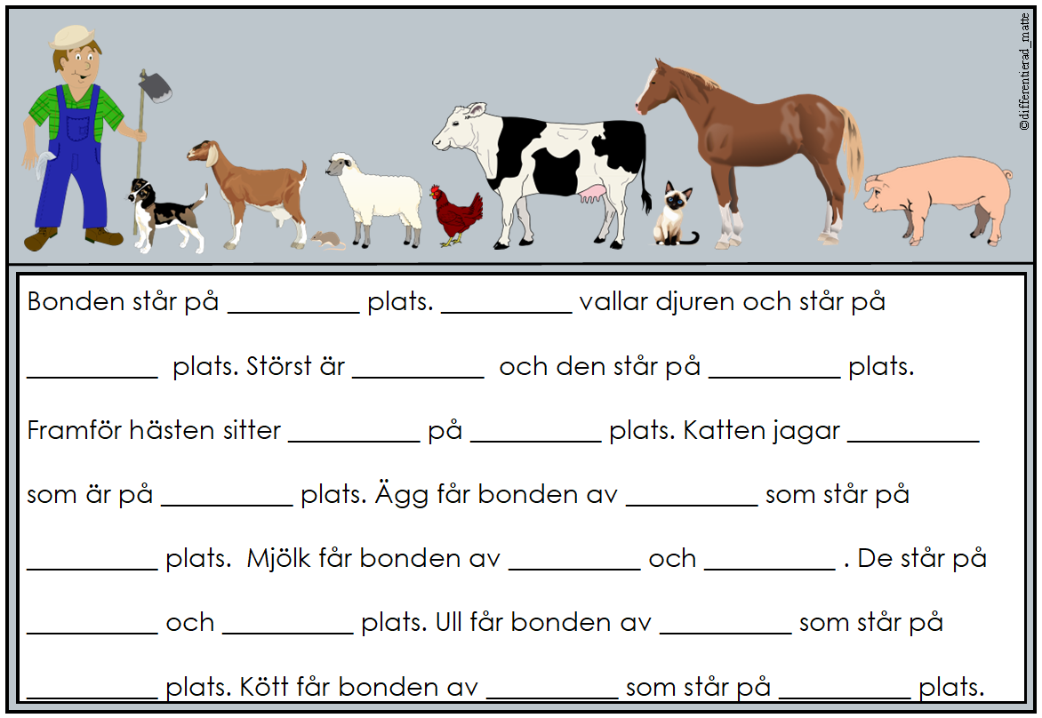 Arbetsblad ordningstal - 5 nivåer