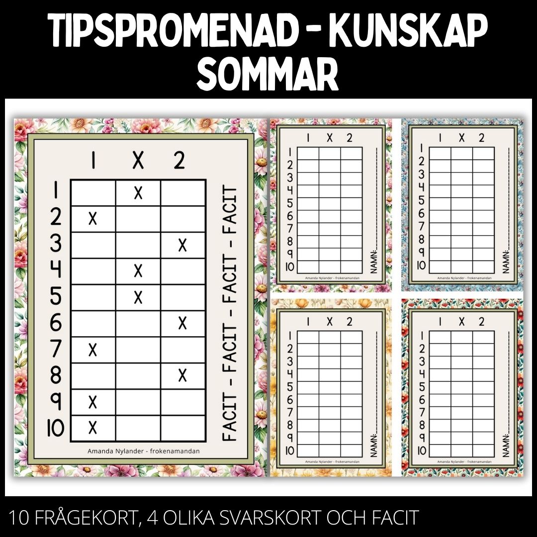 Tipspromenad – 10 st frågor – sommar – 1