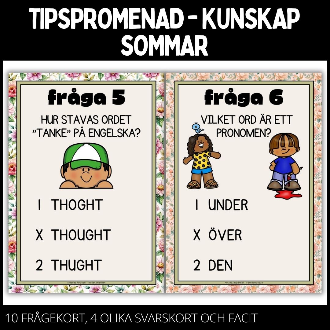 Tipspromenad – 10 st frågor – sommar – 1