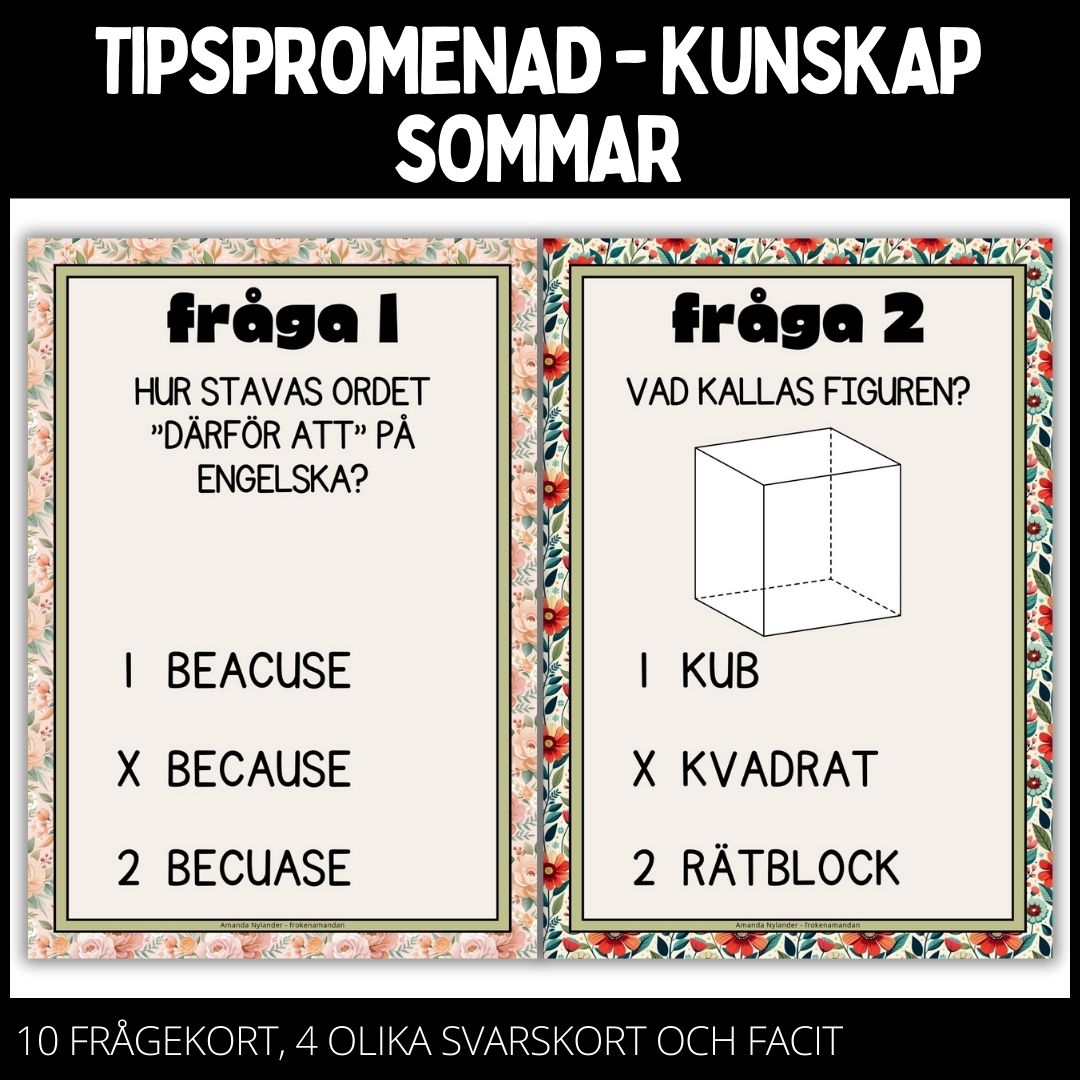 Tipspromenad – 10 st frågor – sommar – 1
