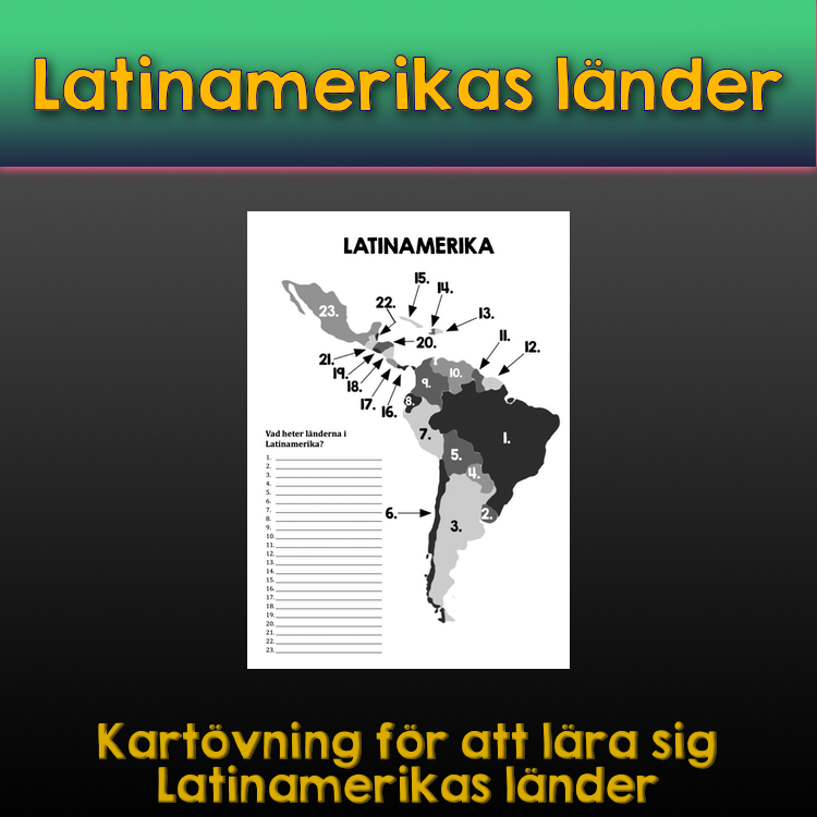 Numrerad karta – Latinamerikas länder