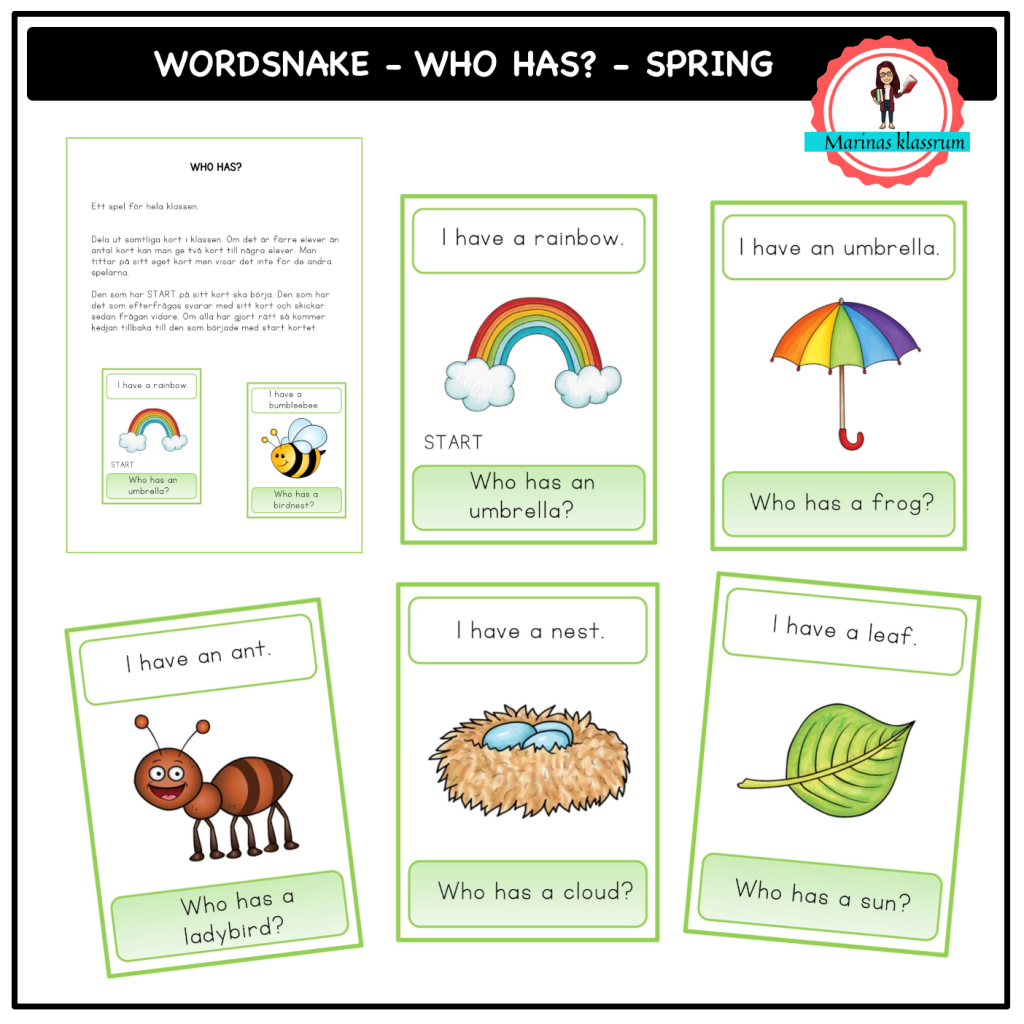 Wordsnake – Who has? – spring