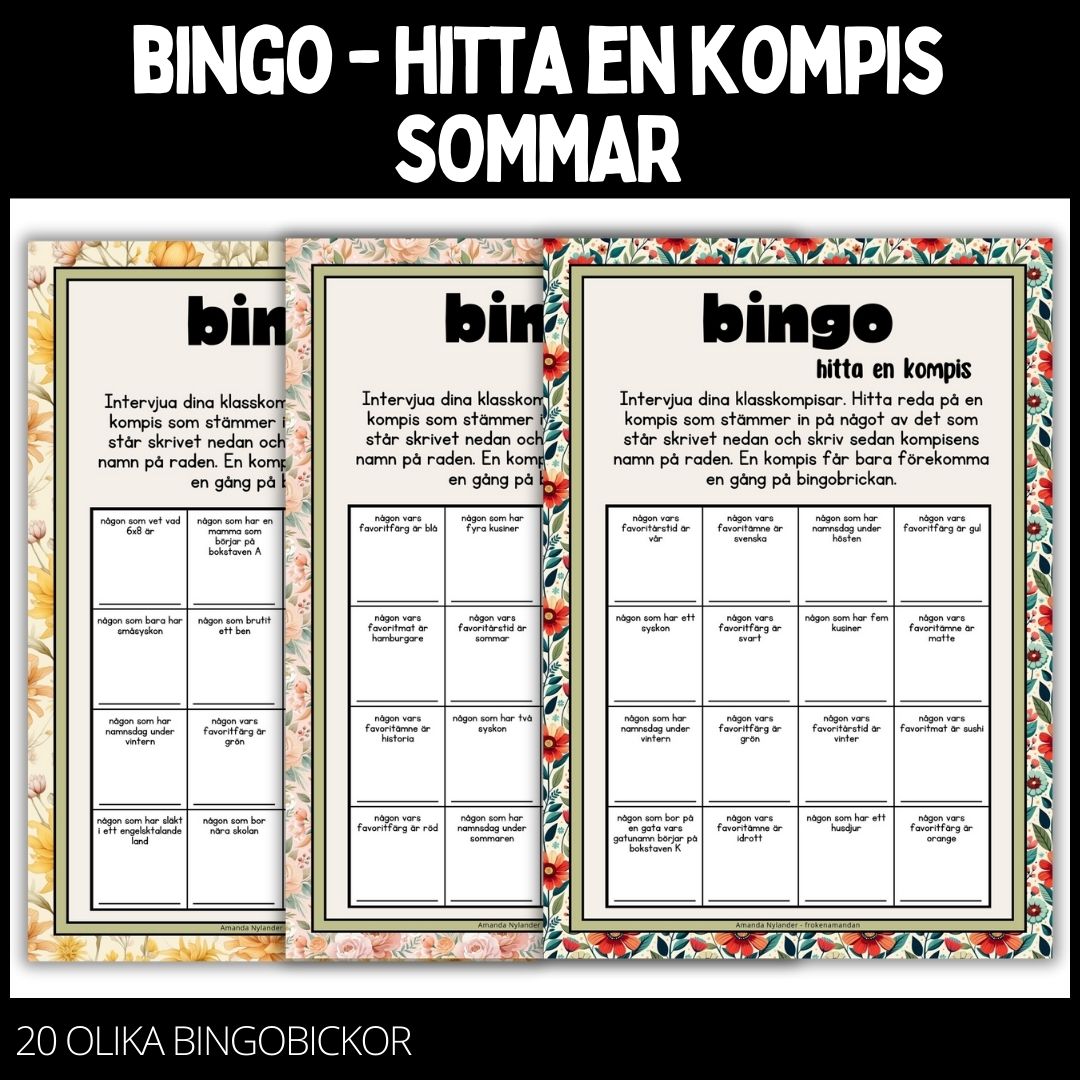 Bingobrickor – 20 st – sommar – 1