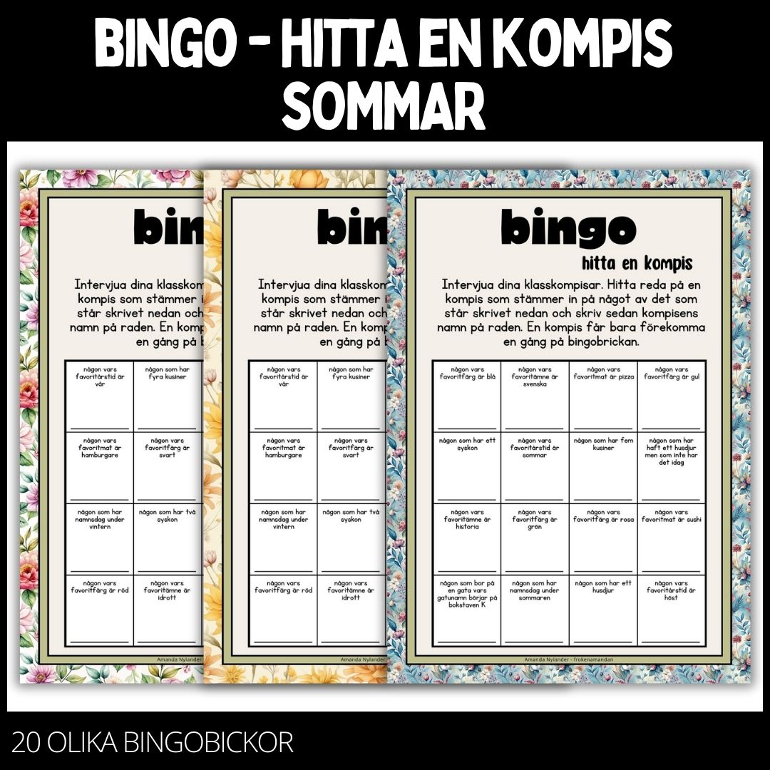 Bingobrickor – 20 st – sommar – 1