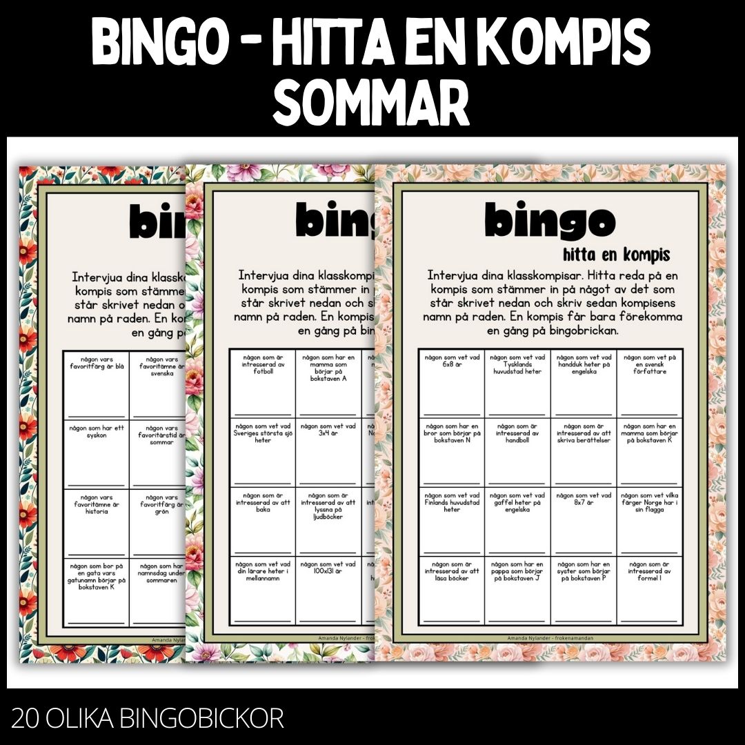 Bingobrickor – 20 st – sommar – 1