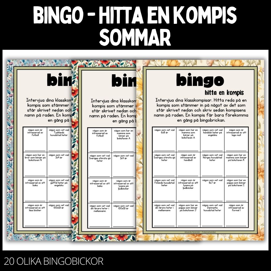 Bingobrickor – 20 st – sommar – 1