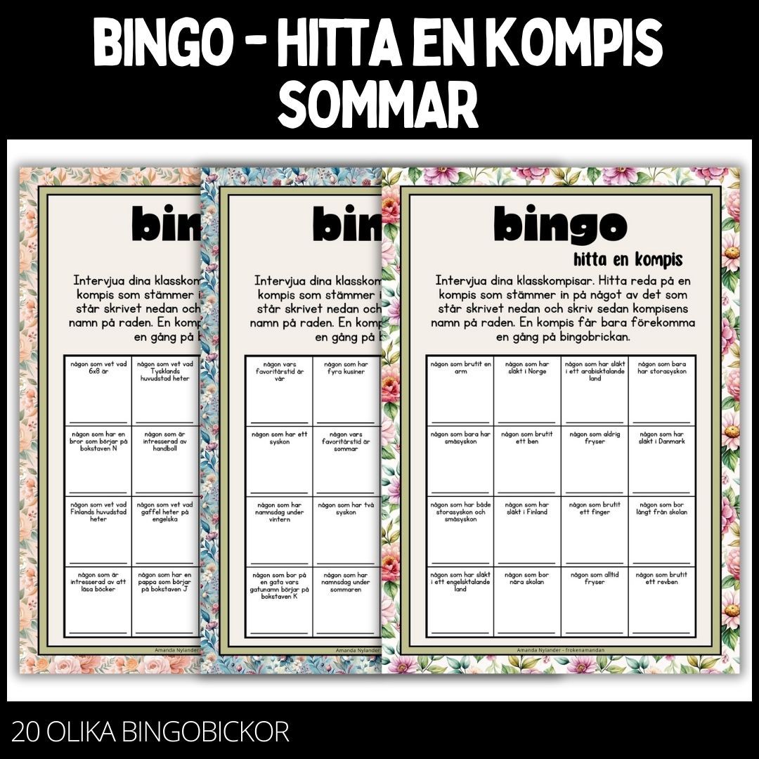 Bingobrickor – 20 st – sommar – 1