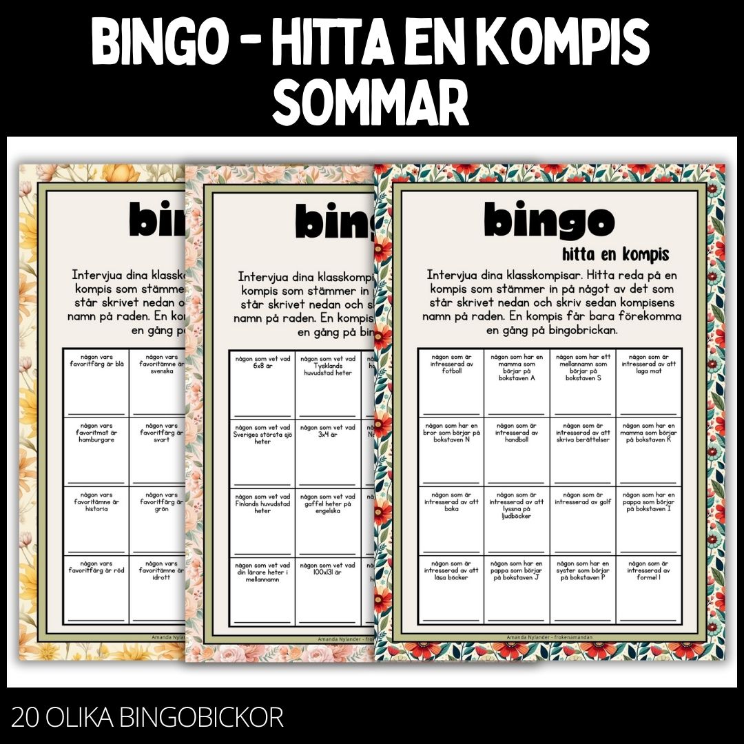 Bingobrickor – 20 st – sommar – 1