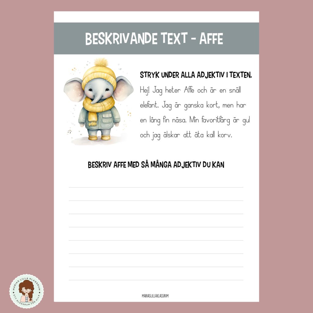 Adjektiv – Beskriv Affe