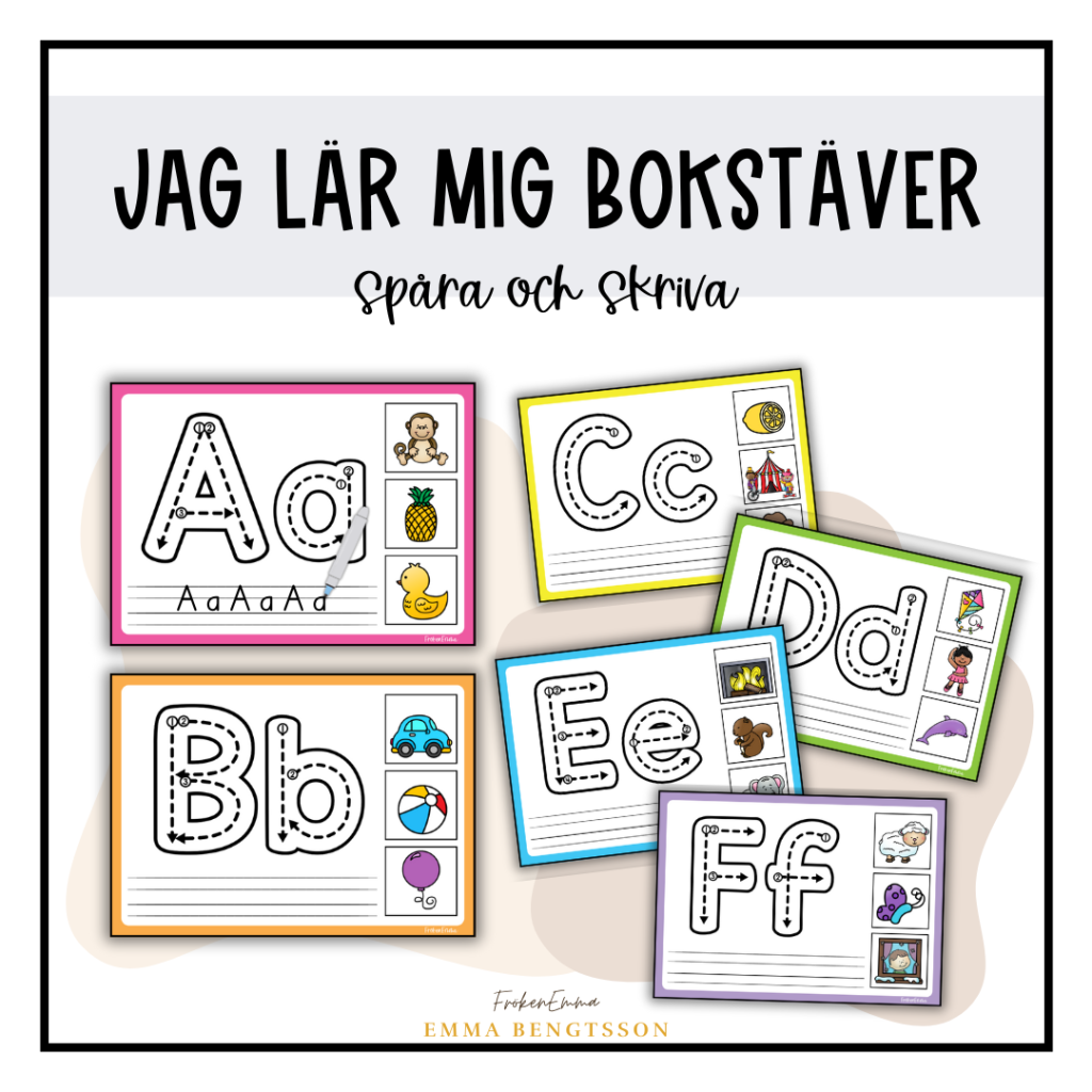 Jag lär mig bokstäver: spåra och skriva (alfabetet)