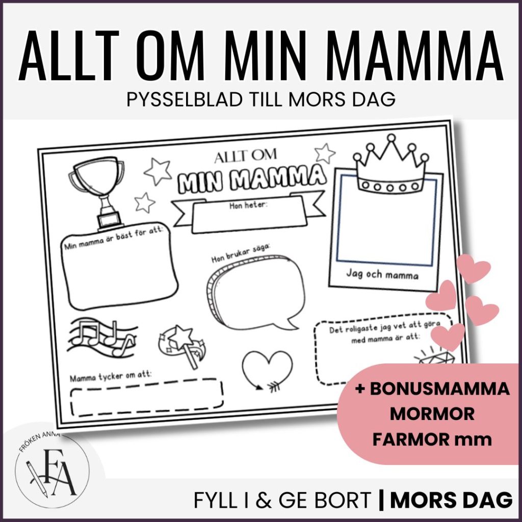 Mors dag: Allt om min mamma / bonusmamma / mormor / farmor