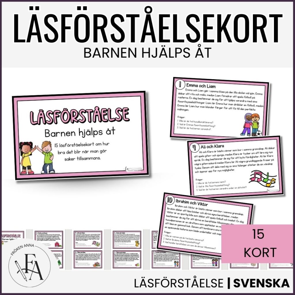 Läskort / Läsförståelsekort: Barnen hjälps åt