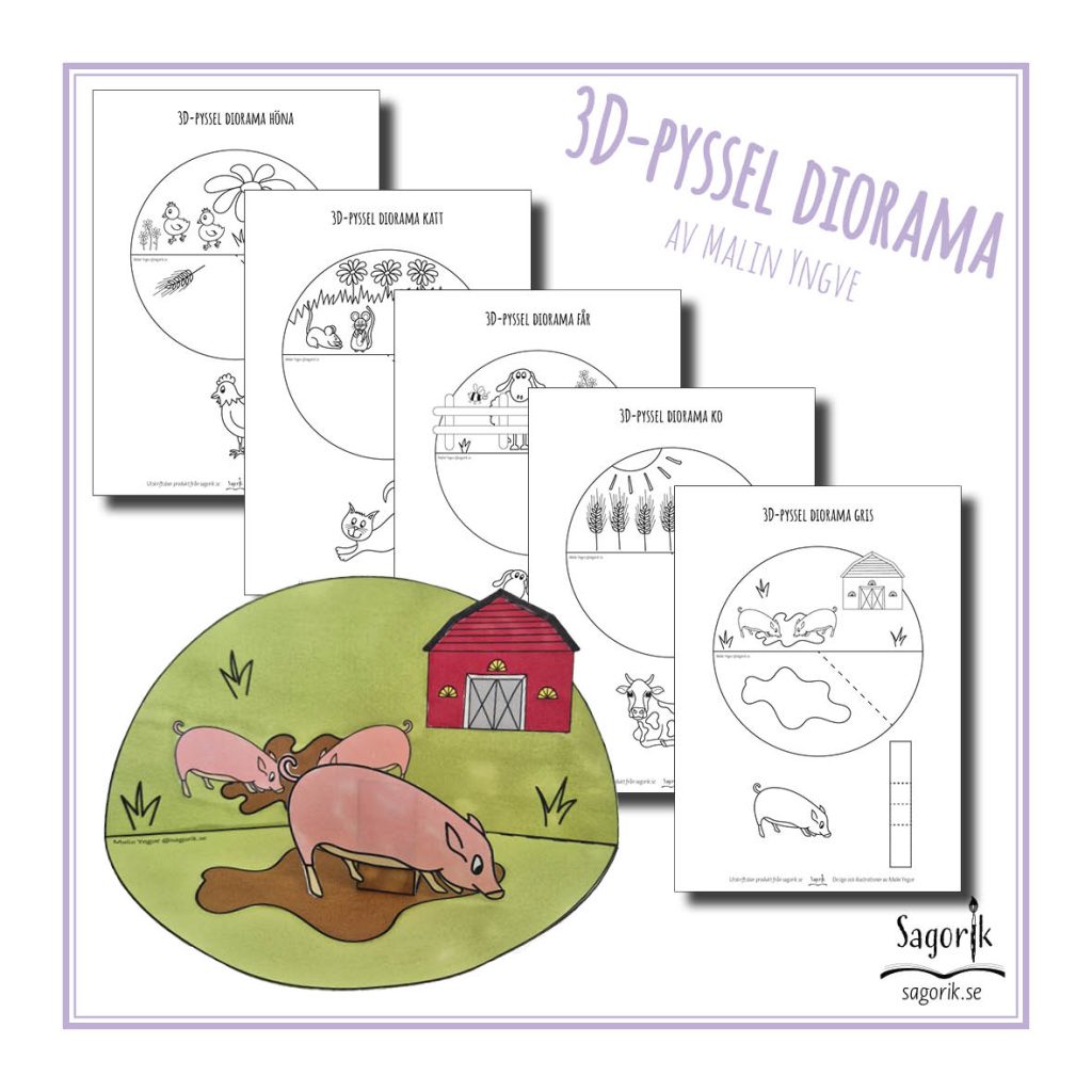 3D-pyssel diorama Djur på bondgården