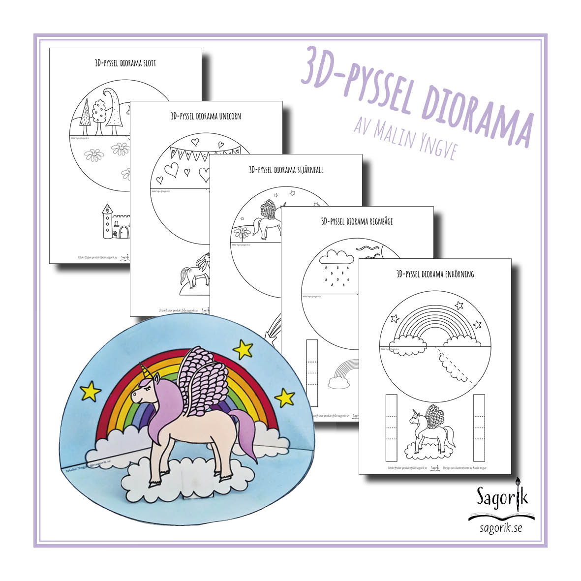 3d-pyssel diorama enhörningar