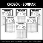 Ordgömmor – 5 st med facit samt en bild att måla - bild 1