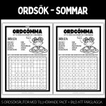 Ordgömmor – 5 st med facit samt en bild att måla - bild 2