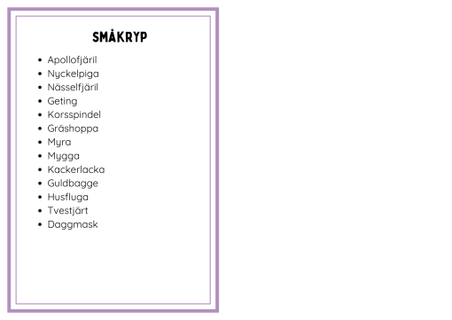 Faktakort småkryp