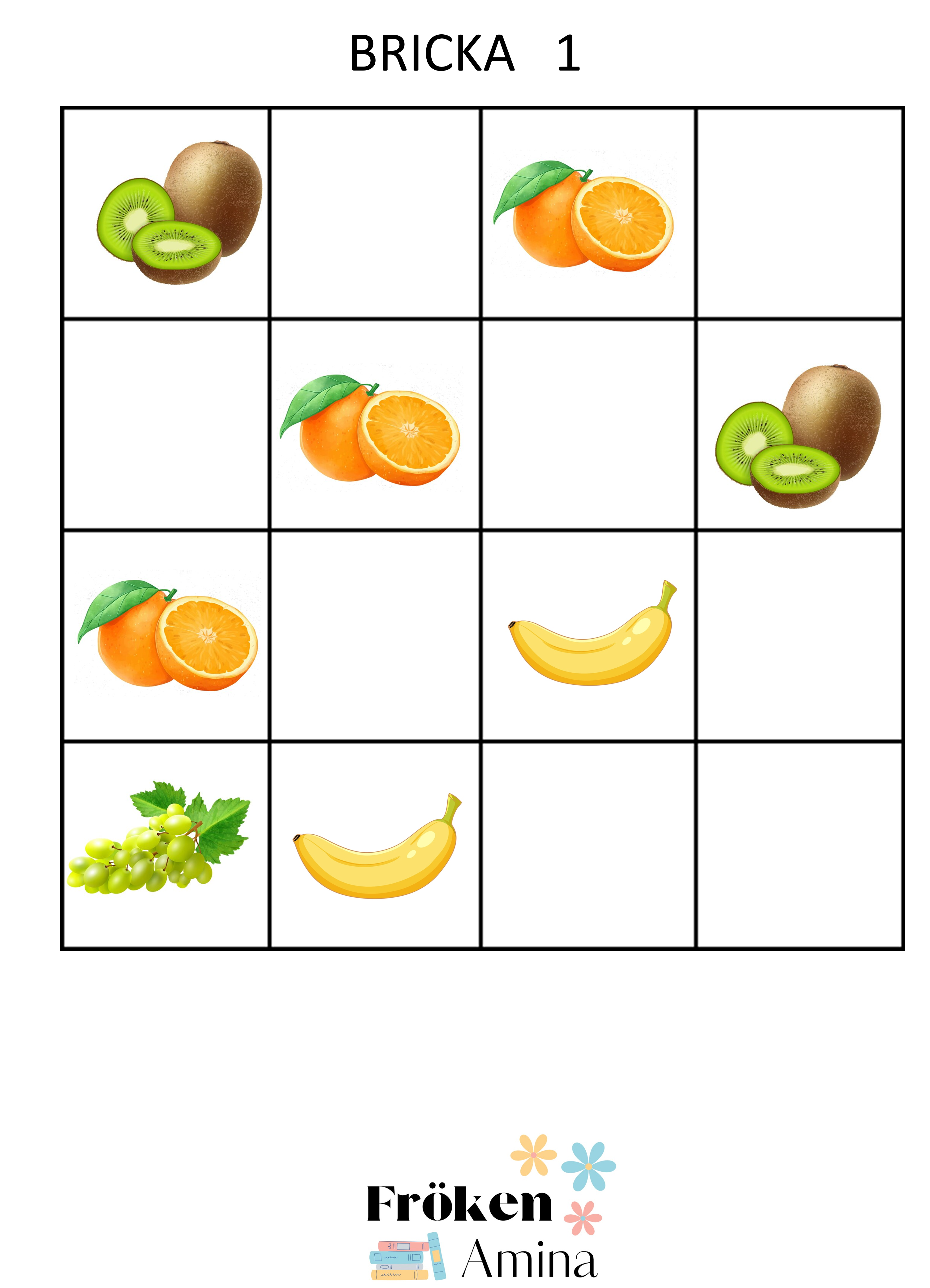 Sudoku frukt 4x4