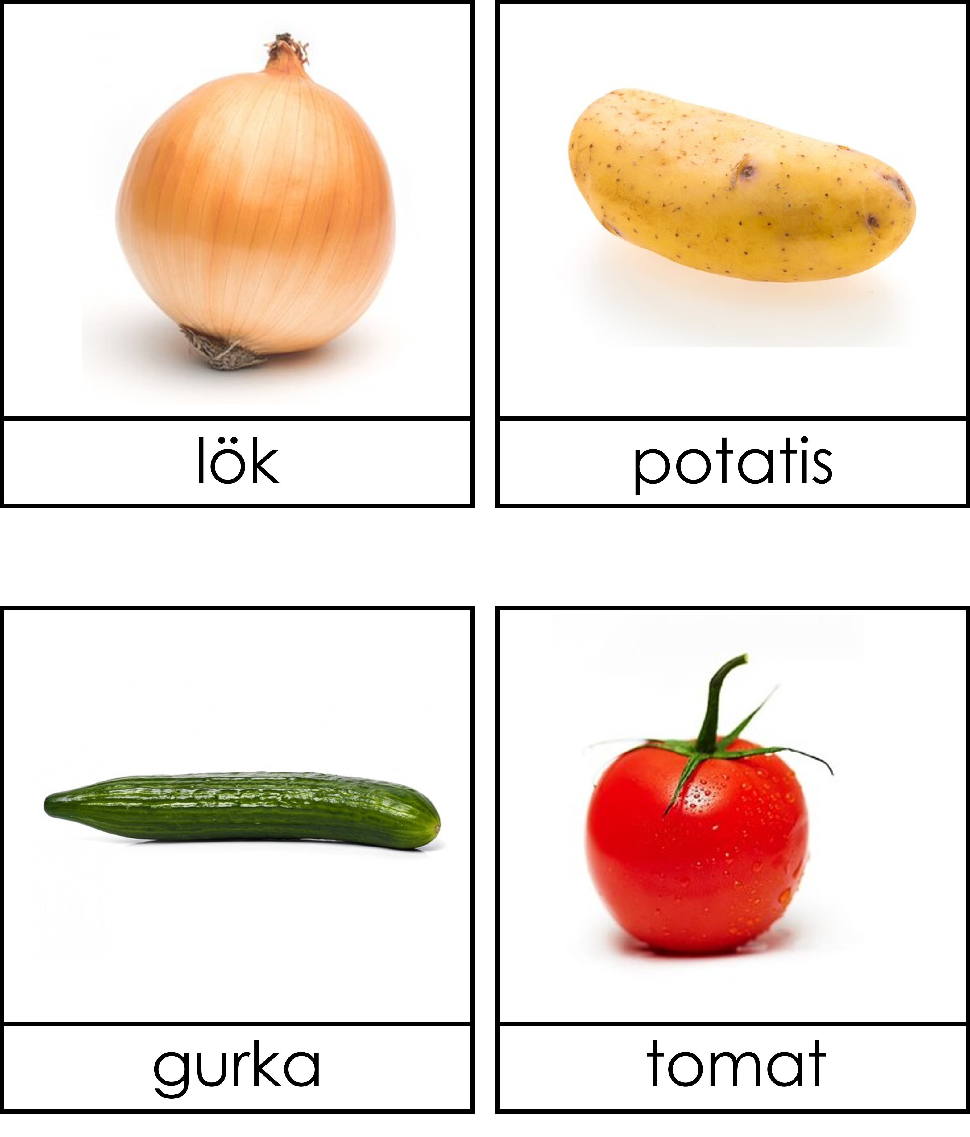 Grönsaker 3 delskort