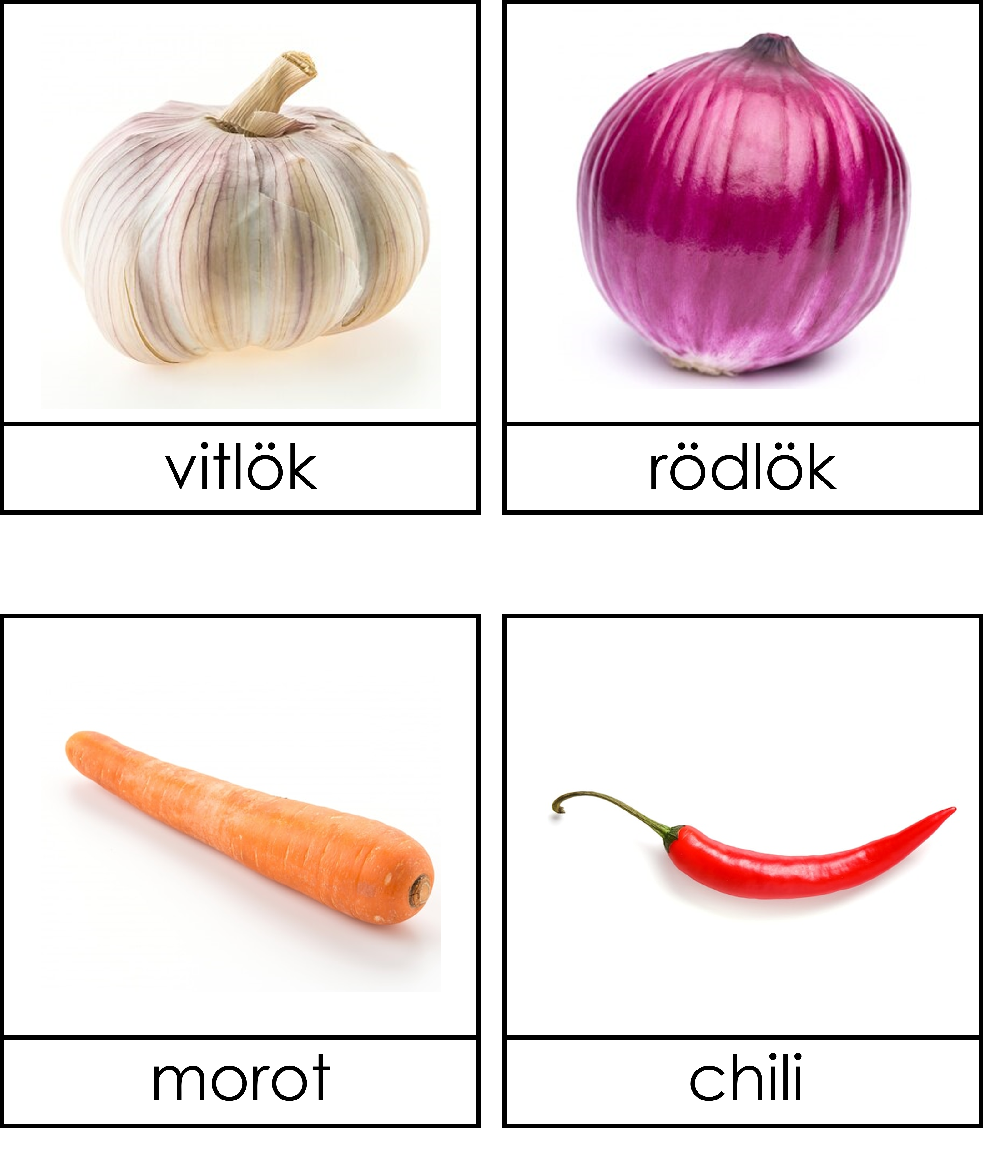 Grönsaker 3 delskort