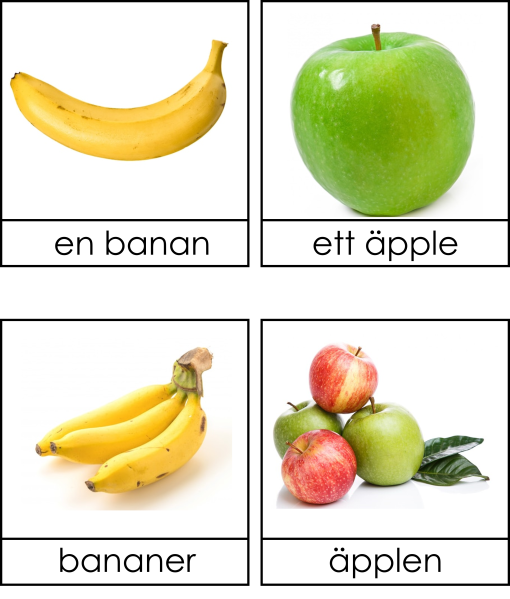 Frukter singularis och pluralis 3 dels kort