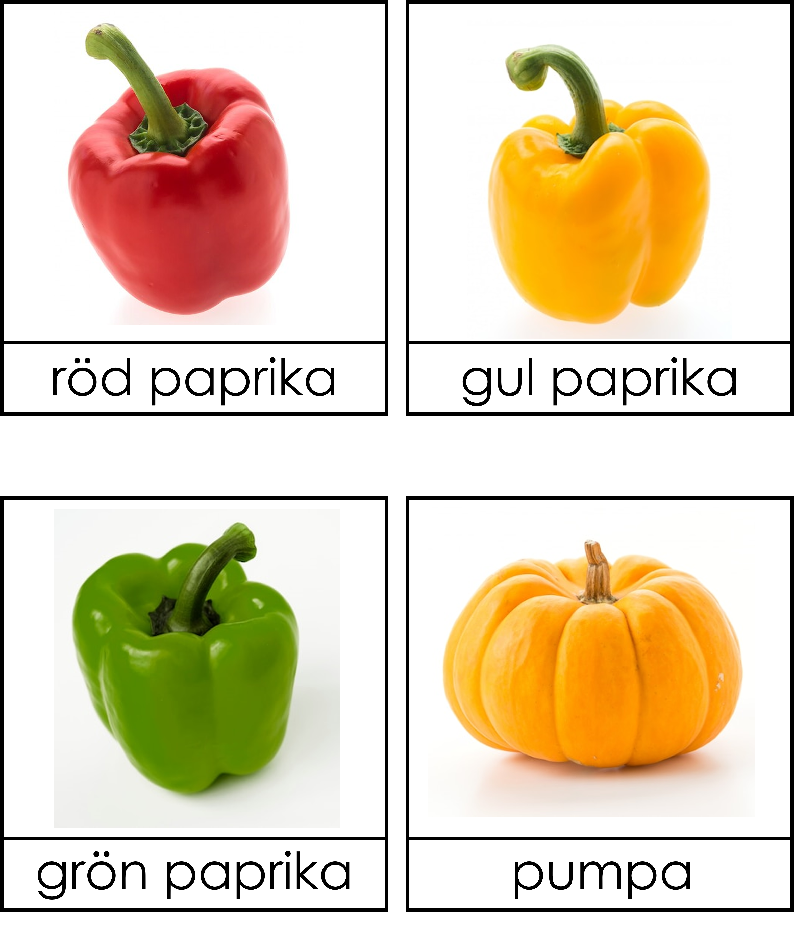 Grönsaker 3 delskort