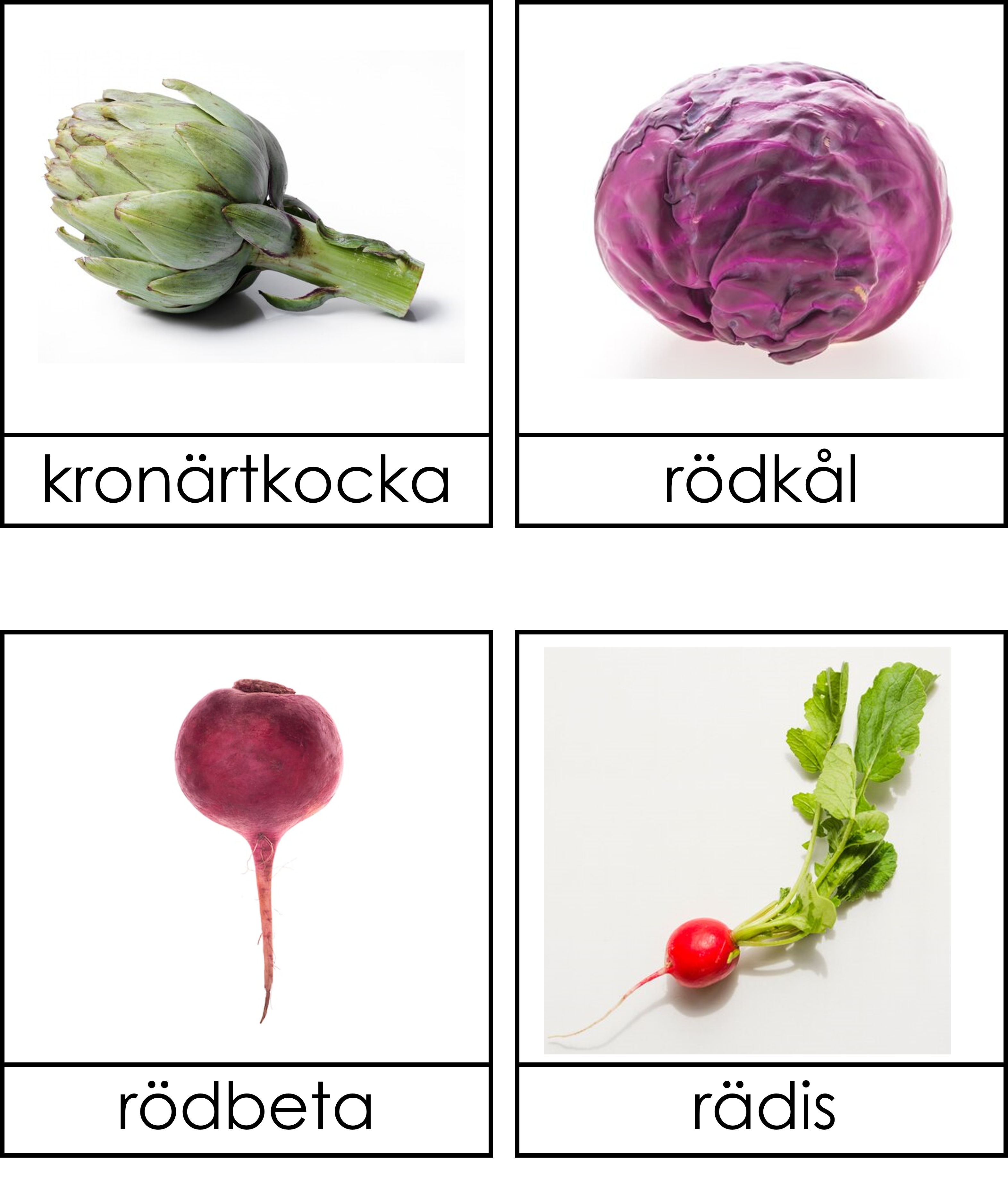 Grönsaker 3 delskort