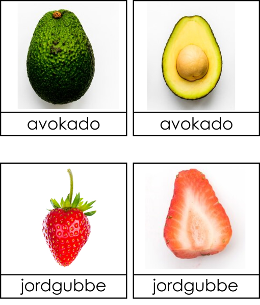 Hel och halv frukt, 3 del kort