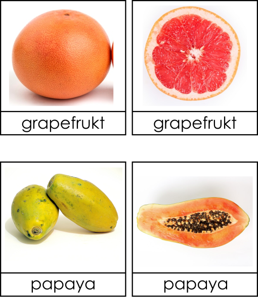 Hel och halv frukt, 3 del kort