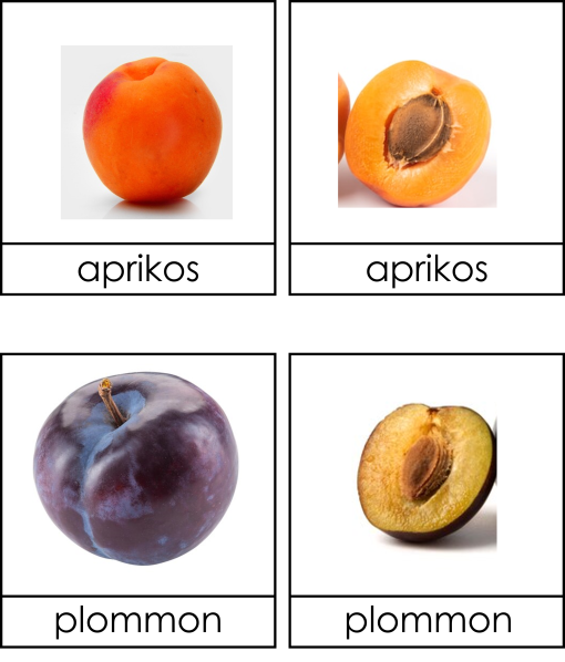 Hel och halv frukt, 3 del kort