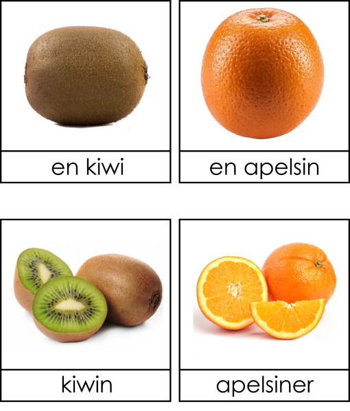 Frukter singularis och pluralis 3 dels kort