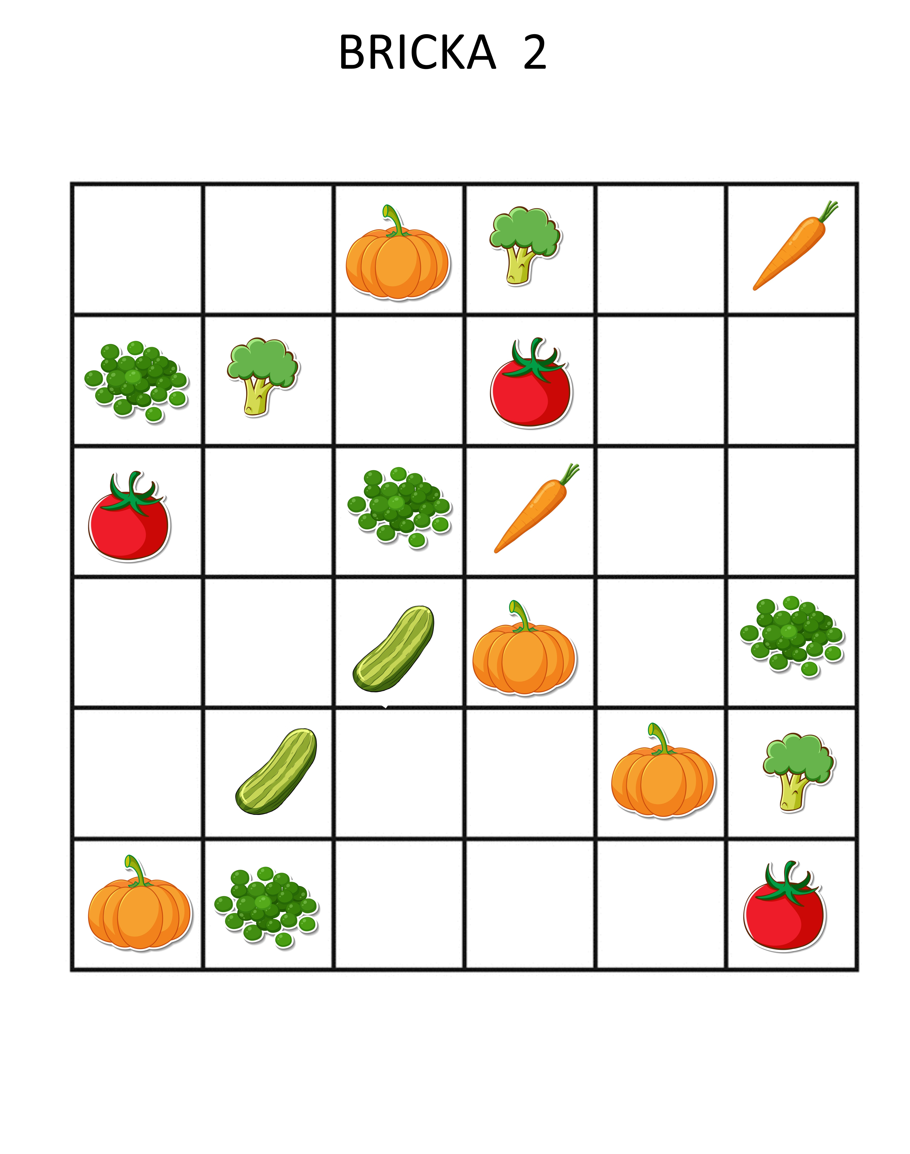 Sudoku grönsaker 6x6