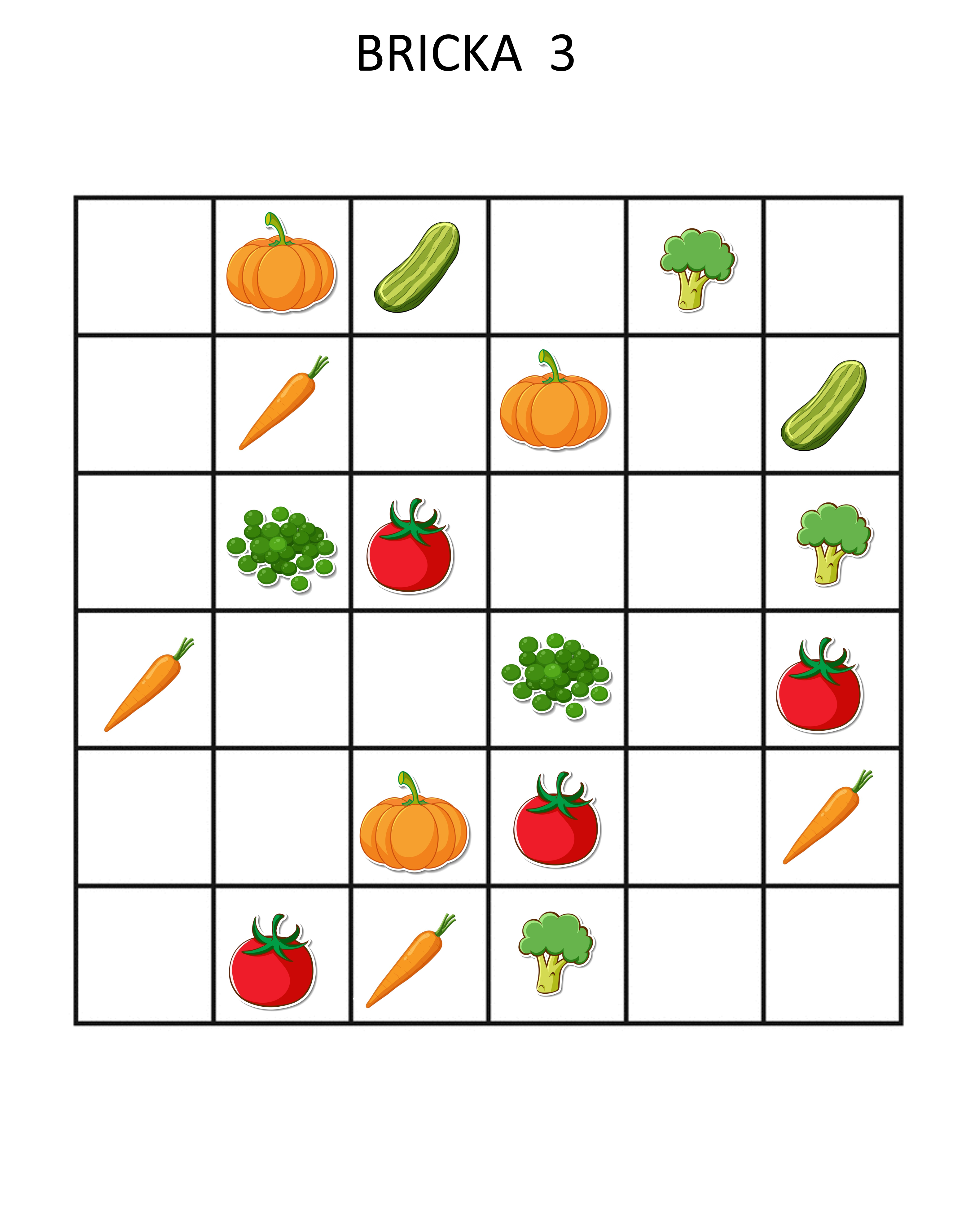 Sudoku grönsaker 6x6
