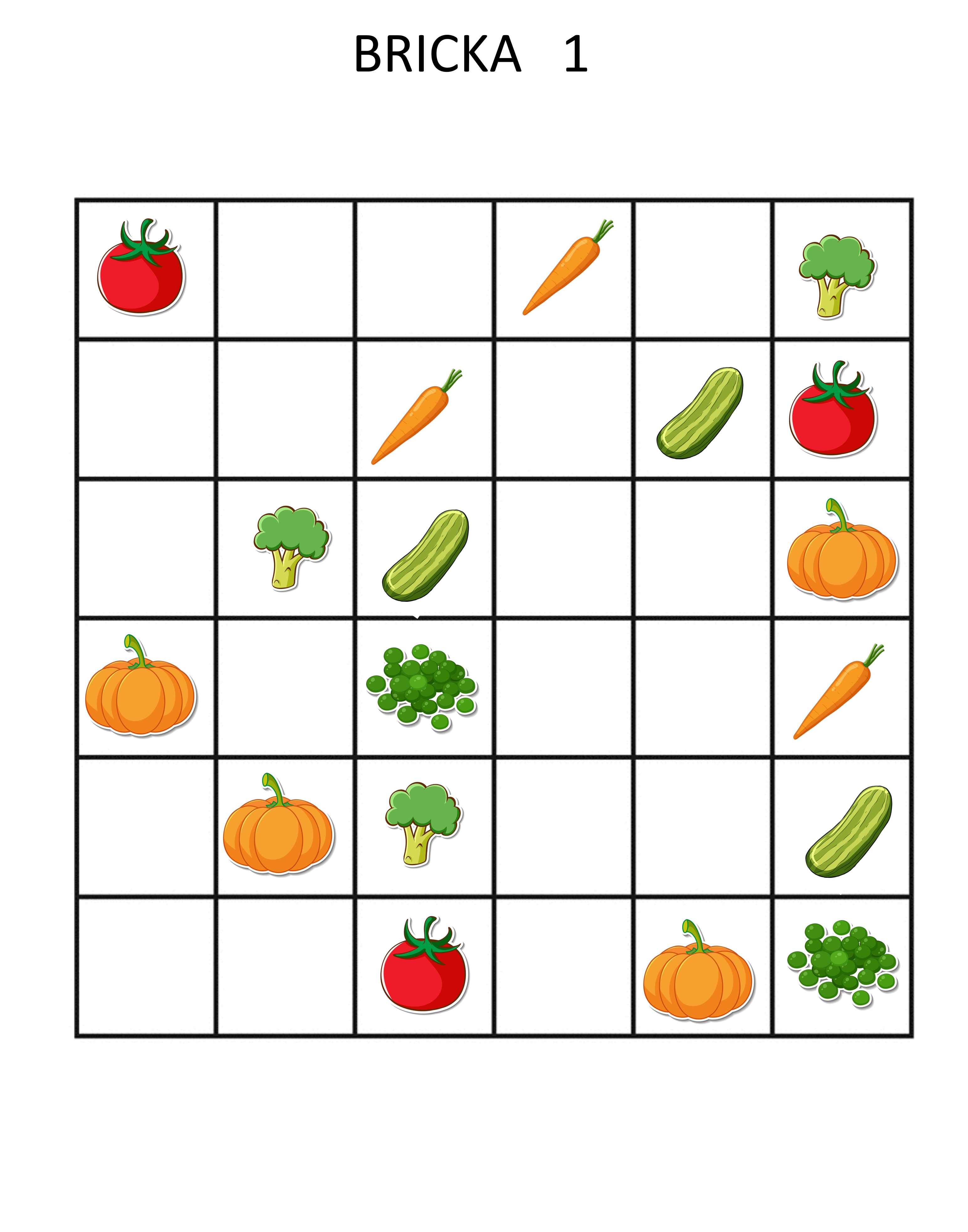 Sudoku grönsaker 6x6