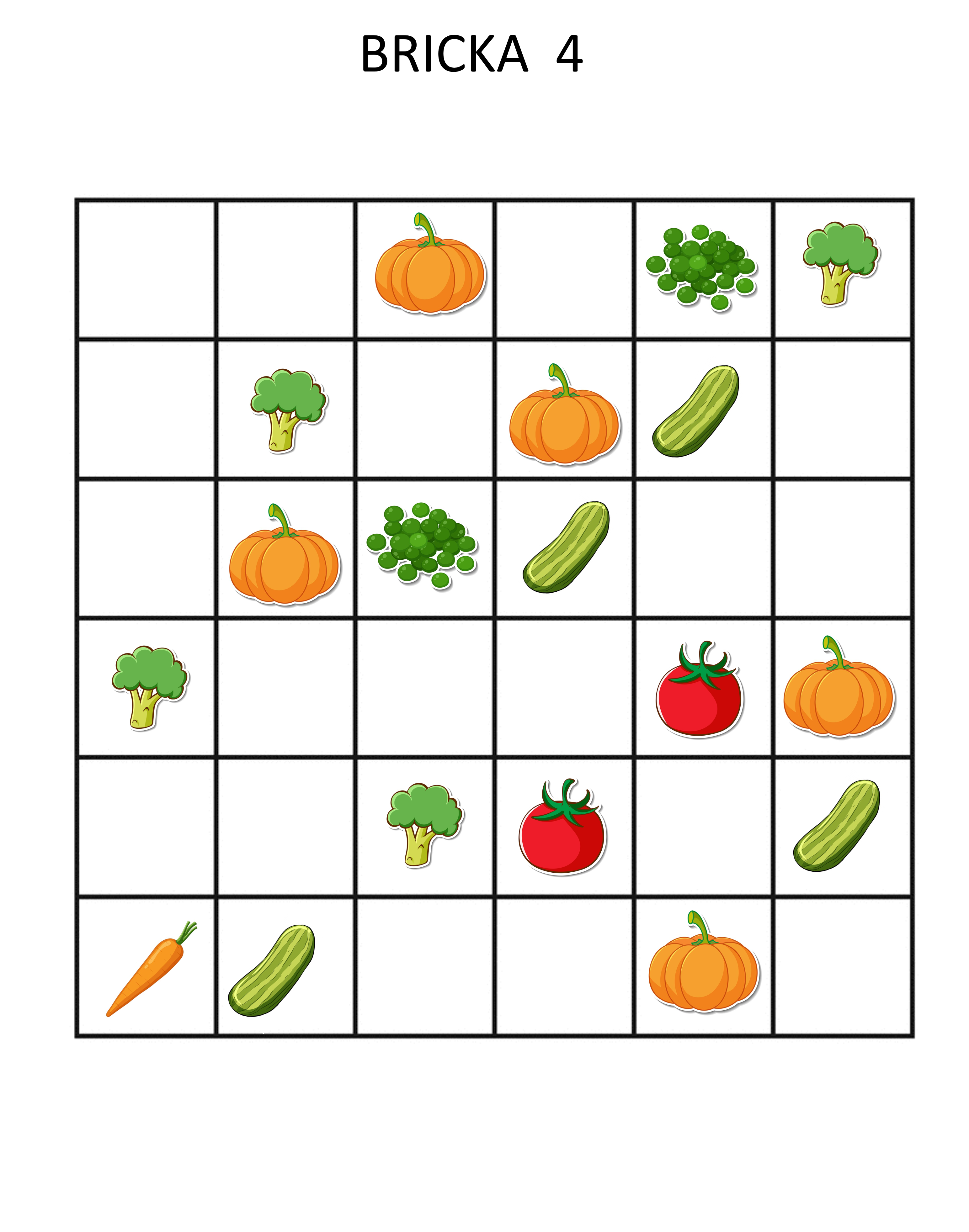Sudoku grönsaker 6x6