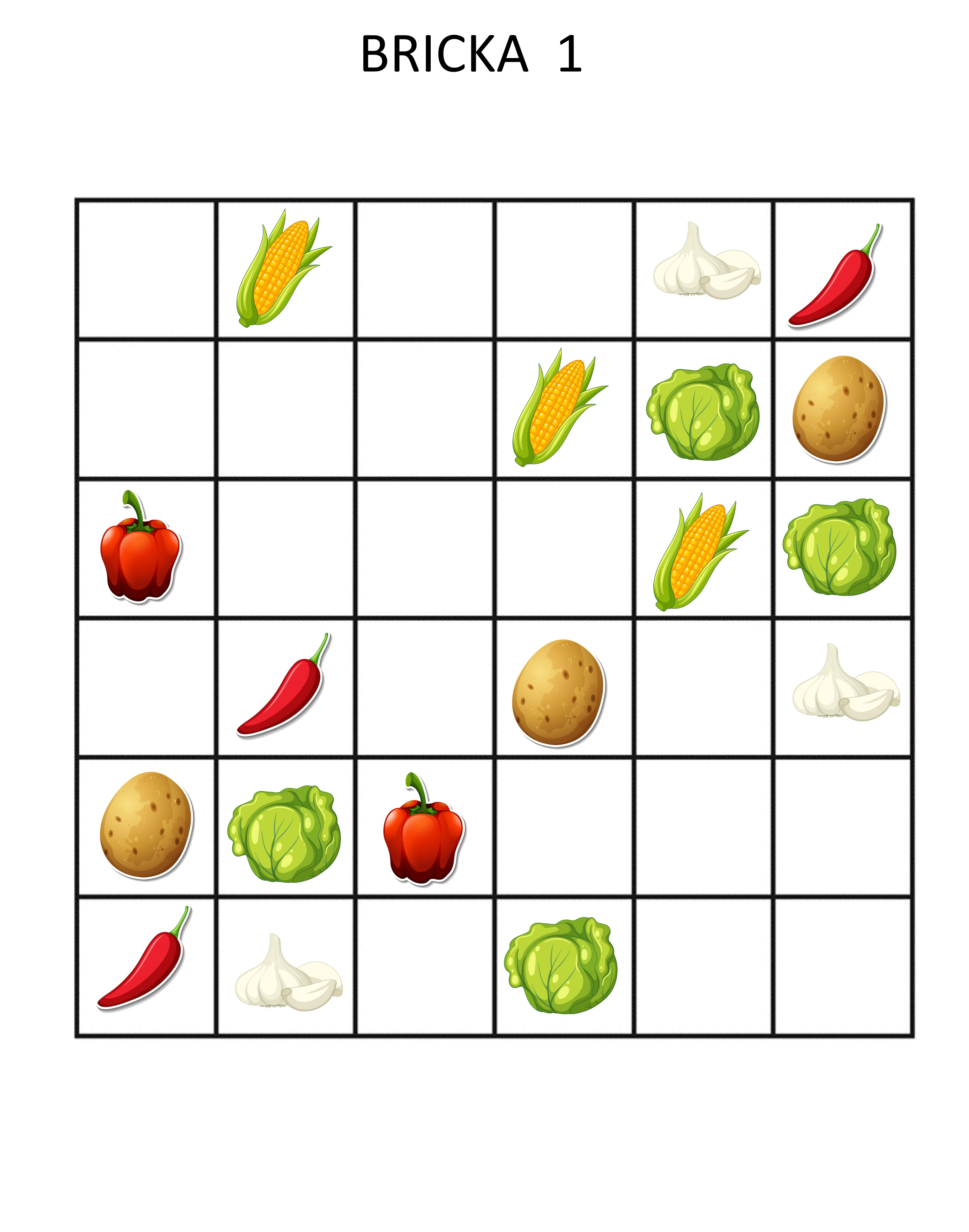 Sudoku grönsaker 6x6