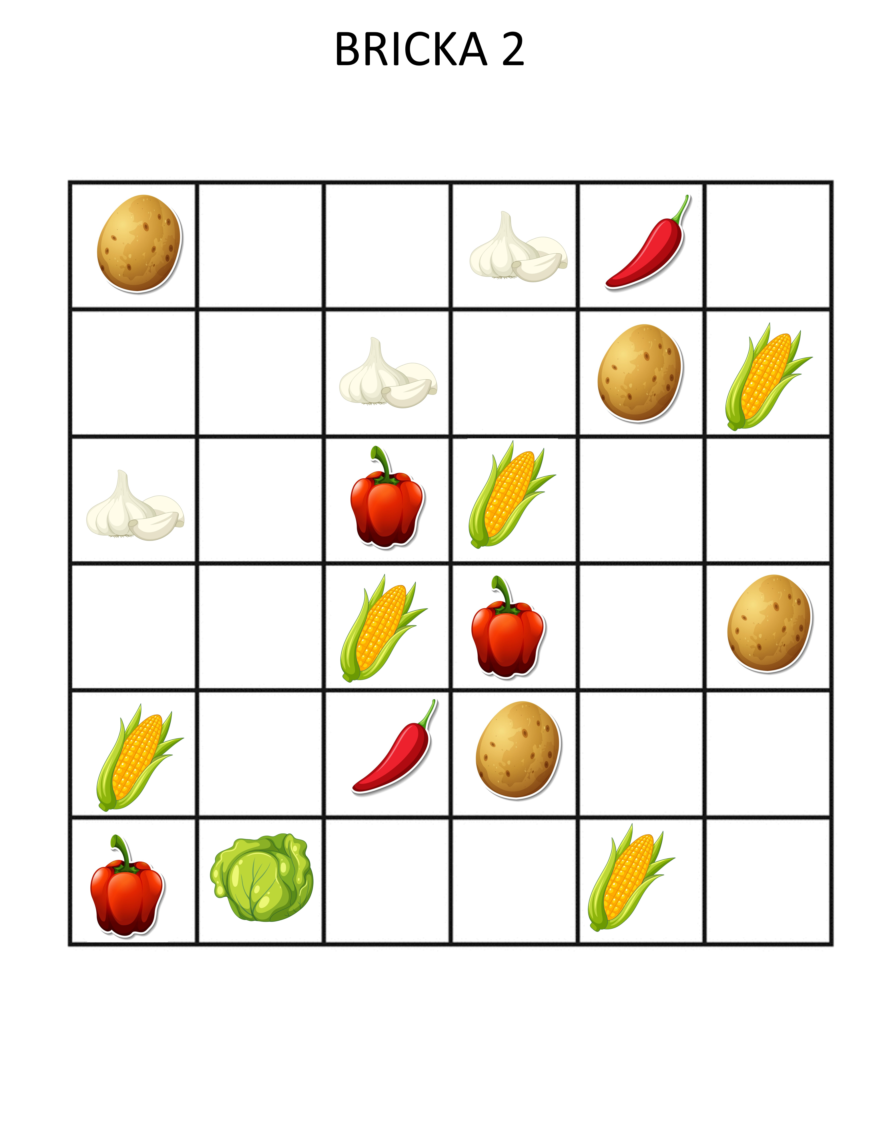 Sudoku grönsaker 6x6