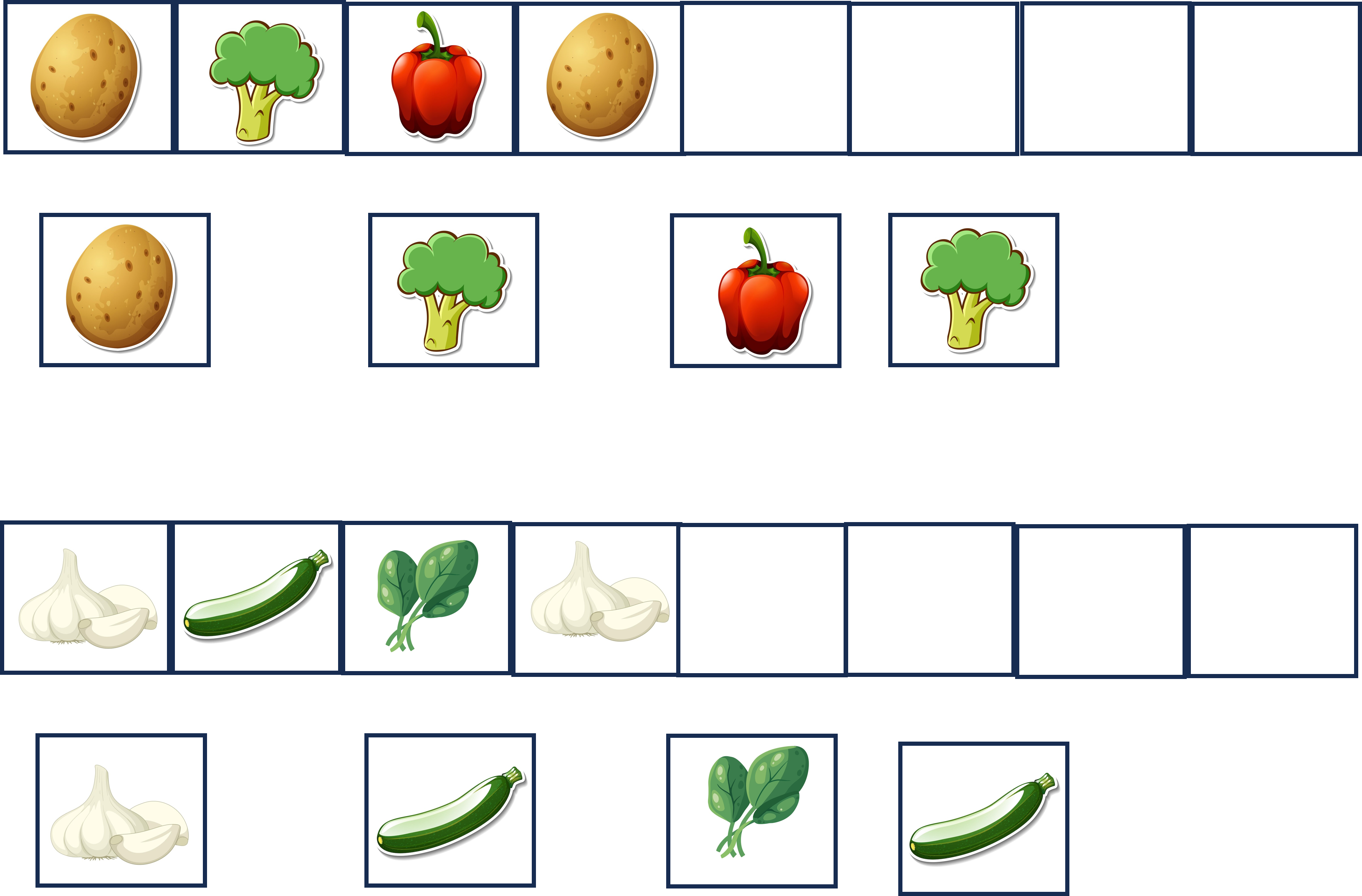 Fortsätt mönstret grönsaker