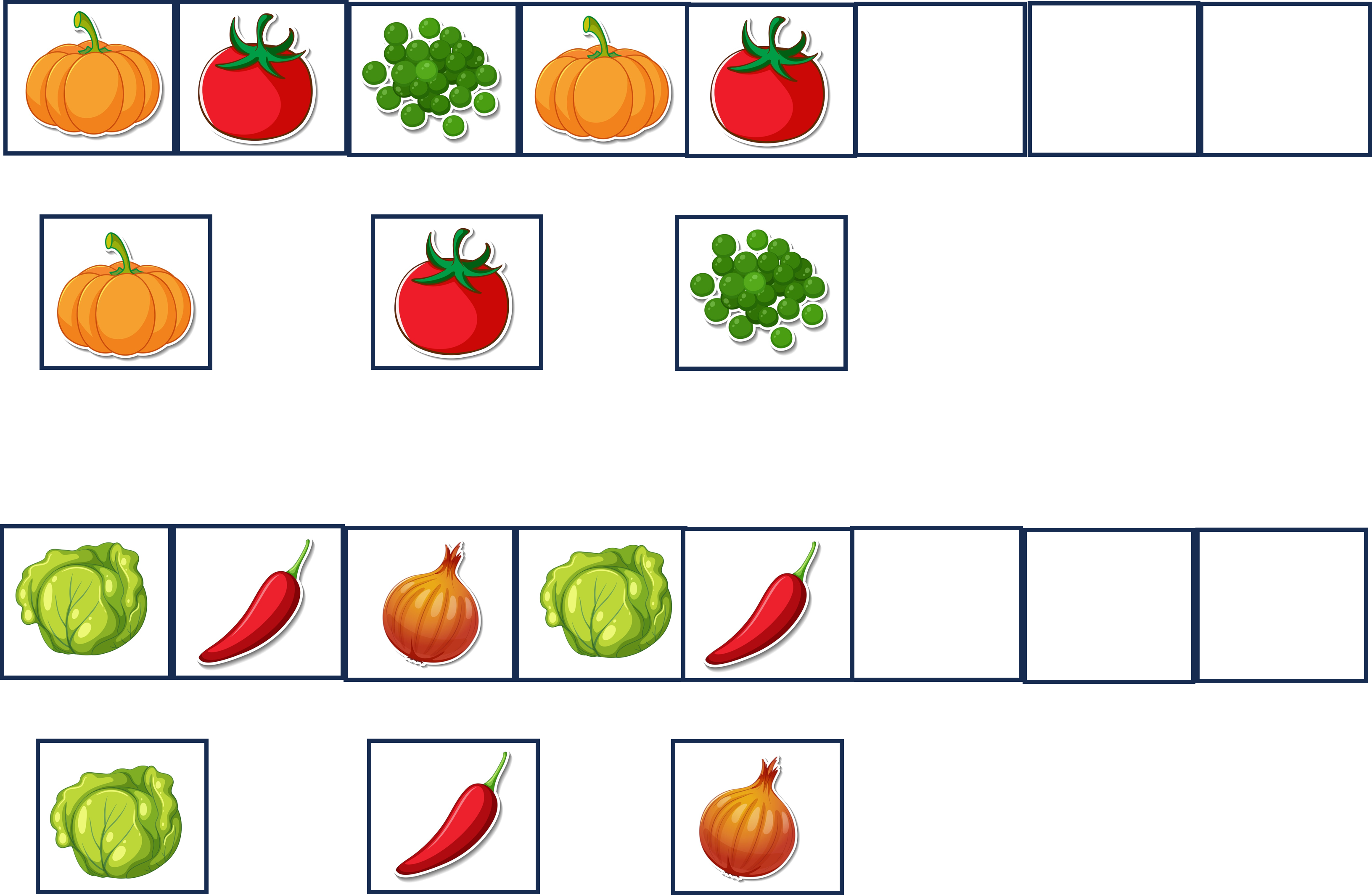 Fortsätt mönstret grönsaker