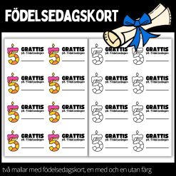 Födelsedagskort - materialpaket med två olika designs