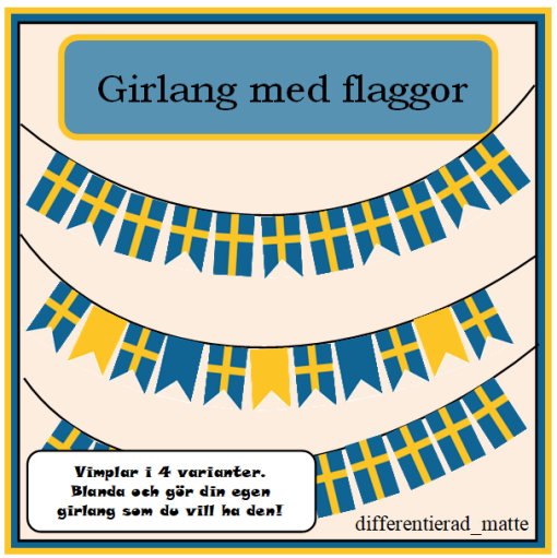 Girlang - vimplar med svenska flaggan